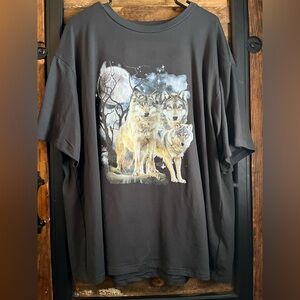 Black T-Shirt with Wolf Graphic